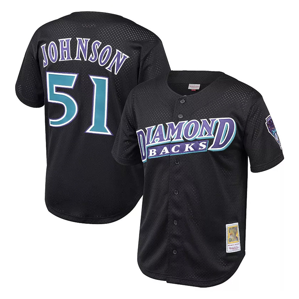 Arizona Diamondbacks #51 Randy Johnson Player Black HeidiMiller Mitchell & Ness Throwback Cooperstown Collection Mesh Limited Stitched Jerseys