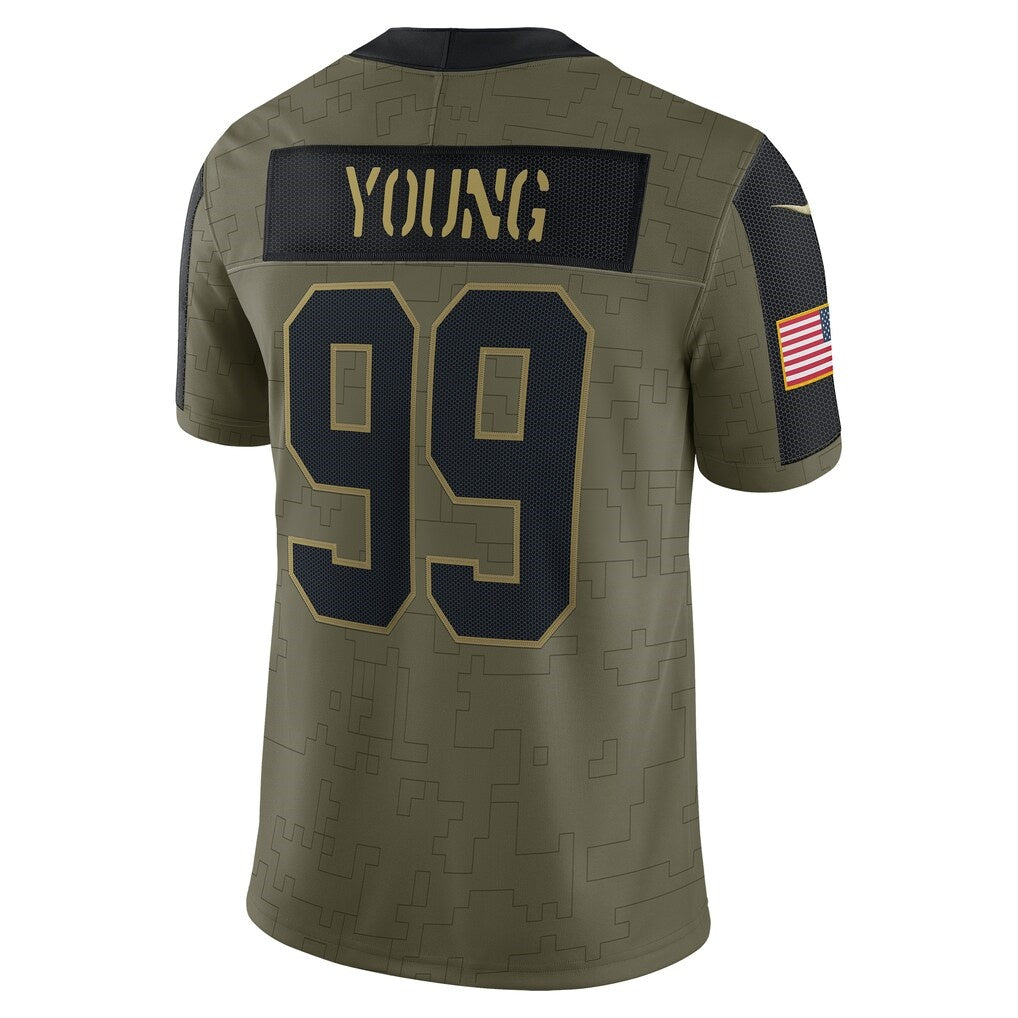 W.Football Team #99 Chase Young Olive HeidiMiller Salute To Service Limited Player Jersey