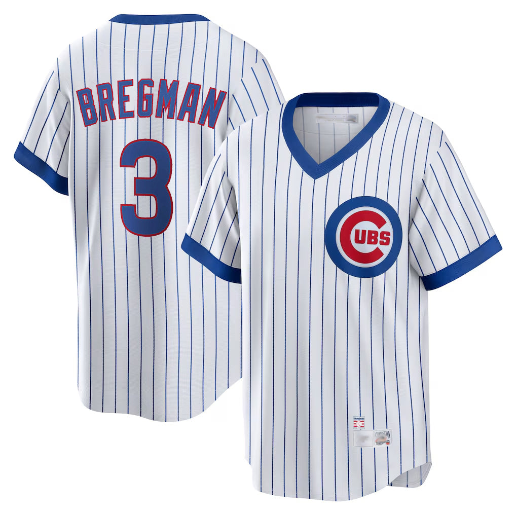 Chicago Cubs #3 Alex Bregman Player White HeidiMiller T-shirt Cooperstown Collection Limited Stitched Jerseys