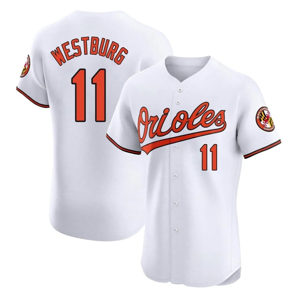 Baltimore Orioles #11 Jordan Westburg Player White HeidiMiller Limited Elite Home Game Stitched Jerseys