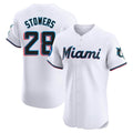 Miami Marlins #28 Kyle Stowers Player White HeidiMiller Home Limited Elite Stitched Jerseys