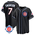 Chicago Cubs #7 Dansby Swanson Player Black HeidiMiller Fashion Out 150th Anniversary Game Stitched Jerseys