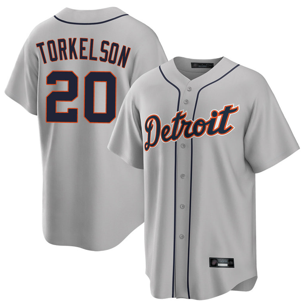 Detroit Tigers #20 Spencer Torkelson Player Gray HeidiMiller Home Game Stitched Jerseys