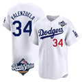 Los Angeles Dodgers #34 Fernando Valenzuela Player White HeidiMiller World Series Limited Home Stitched Jerseys