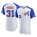 Atlanta Braves #31 Greg Maddux Player White HeidiMiller City Connect Limited Elite Home Game Stitched Jerseys