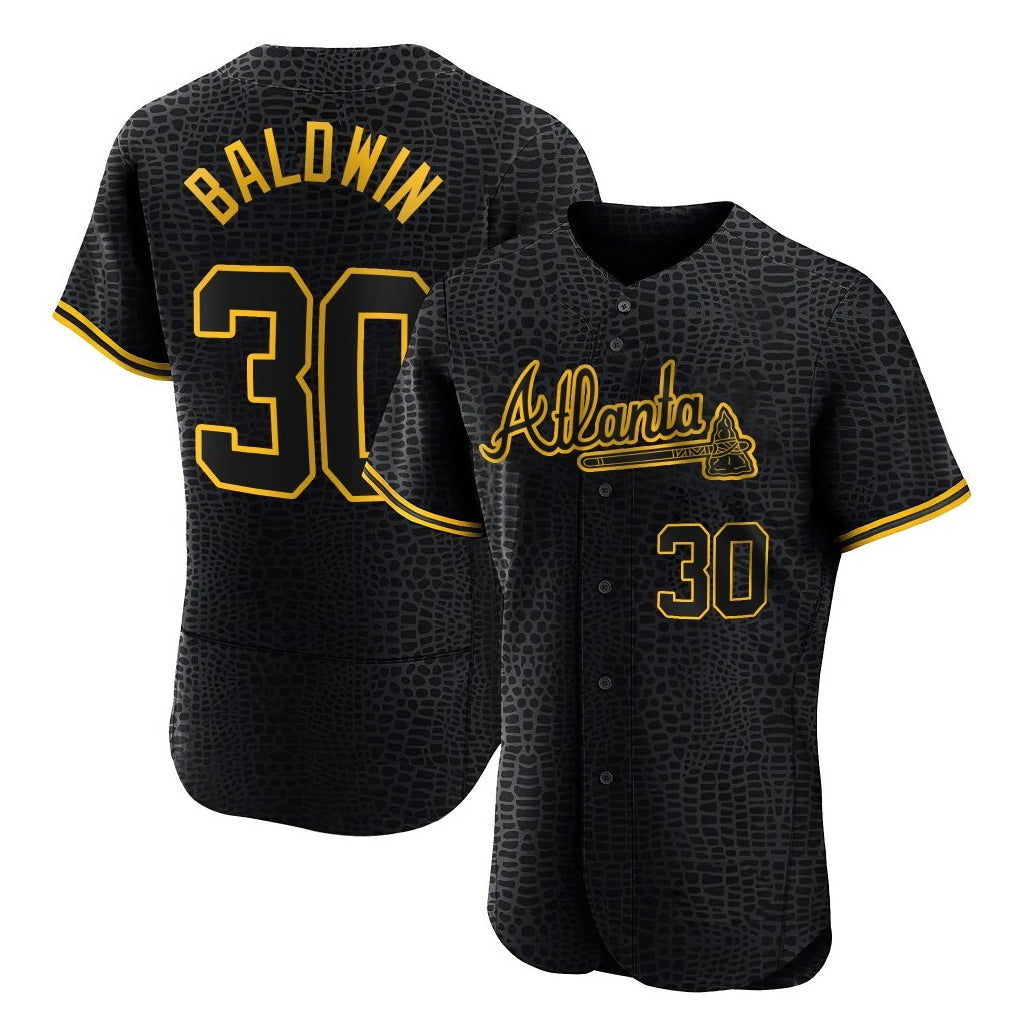 Atlanta Braves #30 Drake Baldwin Player Black HeidiMiller Snake Skin City Limited Elite Home Game Stitched Jerseys