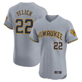 Milwaukee Brewers #22 Christian Yelich Player Gray HeidiMiller Home Limited Elite Stitched Jerseys