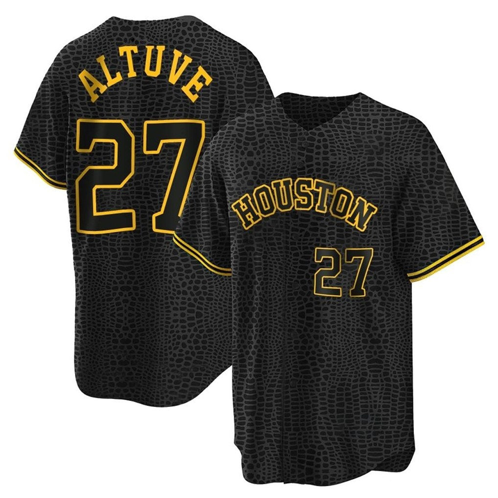 Houston Astros #27 Jose Altuve Player Black HeidiMiller Snake Skin City Home Game Stitched Jerseys