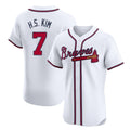 Atlanta Braves #7 Ha-Seong Kim Player White HeidiMiller Limited Elite Home Game Stitched Jerseys
