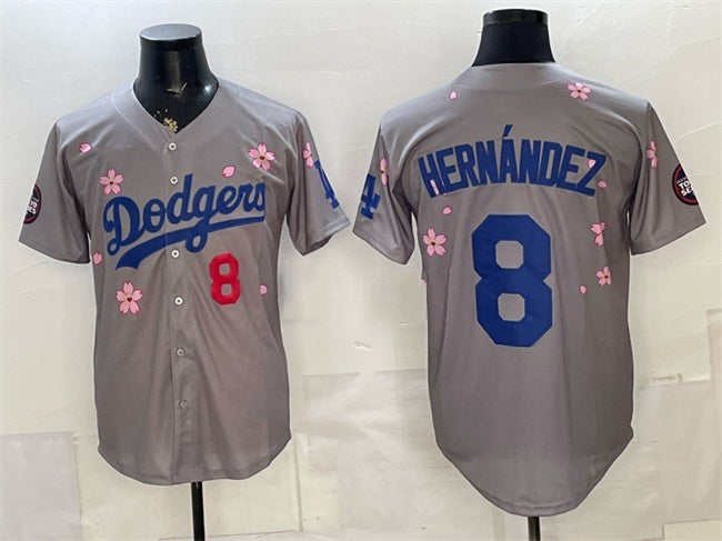 Los Angeles Dodgers #8 Enrique Hernandez Grey HeidiMiller 2025 Tokyo Series Limited Stitched Jersey
