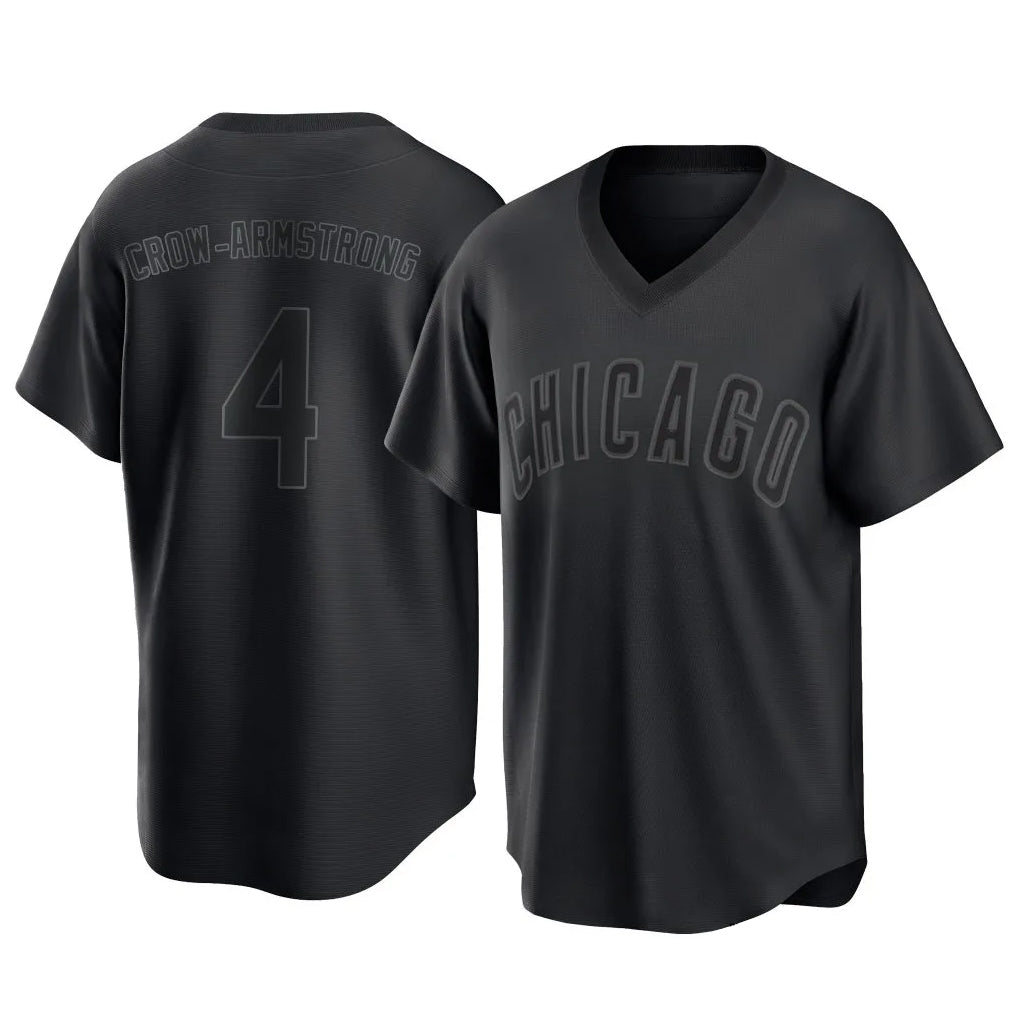 Chicago Cubs #4 Pete Crow-Armstrong Player Black HeidiMiller T-shirt Home Game Stitched Jerseys
