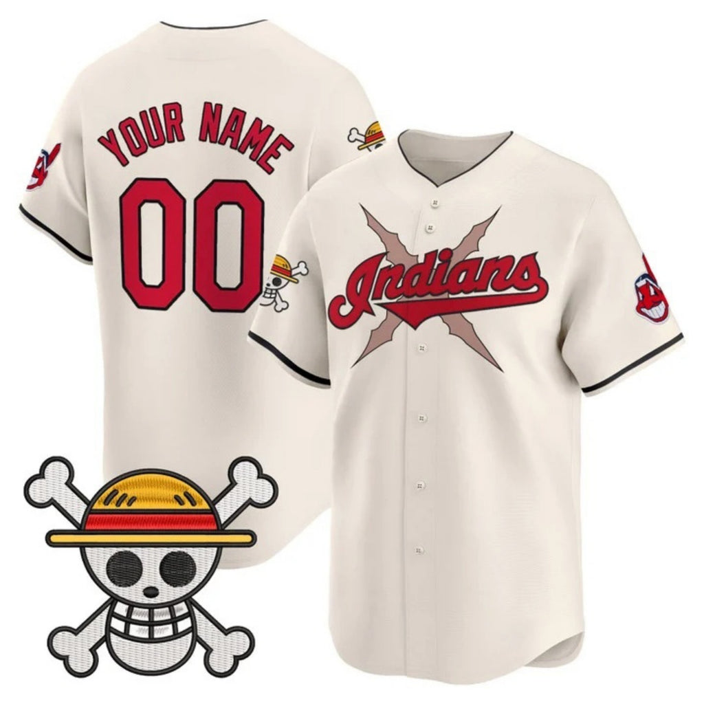 Custom Cleveland Indians x One Piece Cream HeidiMiller Vapor Premier Limited Jersey - Stitched