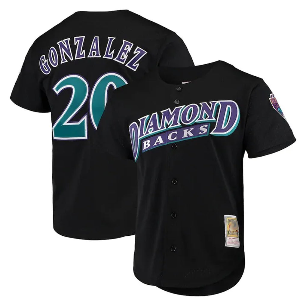 Arizona Diamondbacks #20 Luis Gonzalez Player Black HeidiMiller Mitchell & Ness Throwback Cooperstown Collection Mesh Limited Stitched Jerseys
