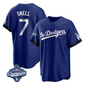 Los Angeles Dodgers #7 Blake Snell Player Royal HeidiMiller City Connect Game World Series Meet Stitched Jerseys