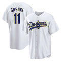 Los Angeles Dodgers #11 Roki Sasaki Player Gold White HeidiMiller 2026 Collection Stadium Game Stitched Jerseys