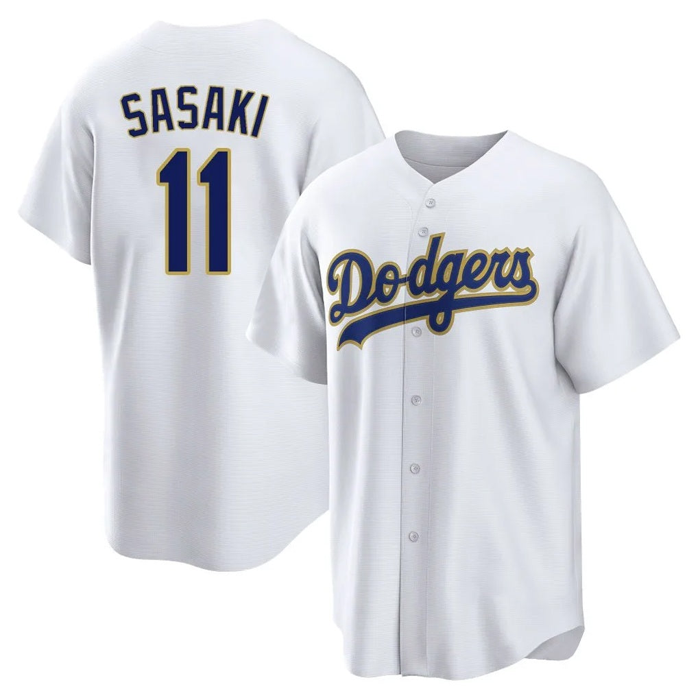 Los Angeles Dodgers #11 Roki Sasaki Player Gold White HeidiMiller 2026 Collection Stadium Game Stitched Jerseys