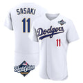 Los Angeles Dodgers #11 Roki Sasaki Player Gold White HeidiMiller World Series 2026 Collection Stadium Limited Elite Stitched Jerseys