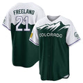 Colorado Rockies #21 Kyle Freeland Player Green HeidiMiller City Connect Home Game Stitched Jerseys