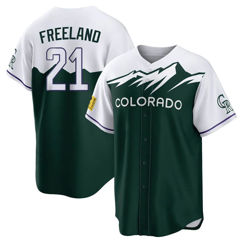 Colorado Rockies #21 Kyle Freeland Player Green HeidiMiller City Connect Home Game Stitched Jerseys