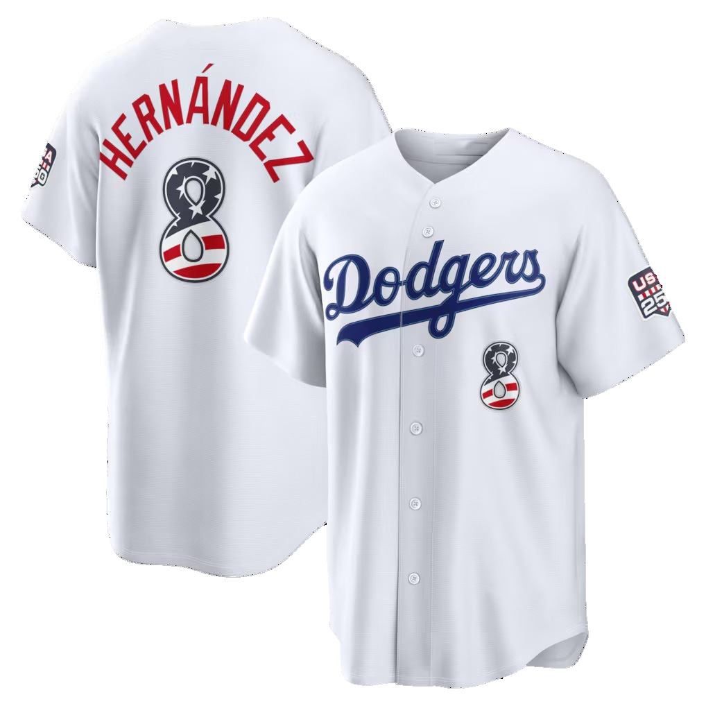 Los Angeles Dodgers #8 Enrique Hernandez Fourth of July White HeidiMiller USA 250 Stadium Jersey