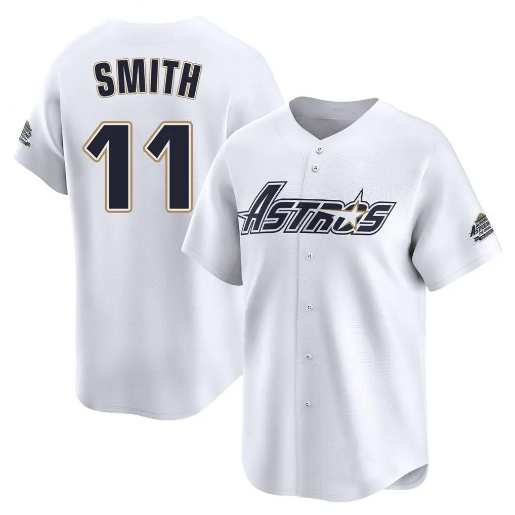 Houston Astros #11 Cam Smith Player White HeidiMiller Throwback Cooperstown Collection Limited Stitched Jerseys