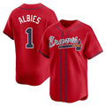 Atlanta Braves #1 Ozzie Albies Player Red HeidiMiller Limited Home Game Stitched Jerseys
