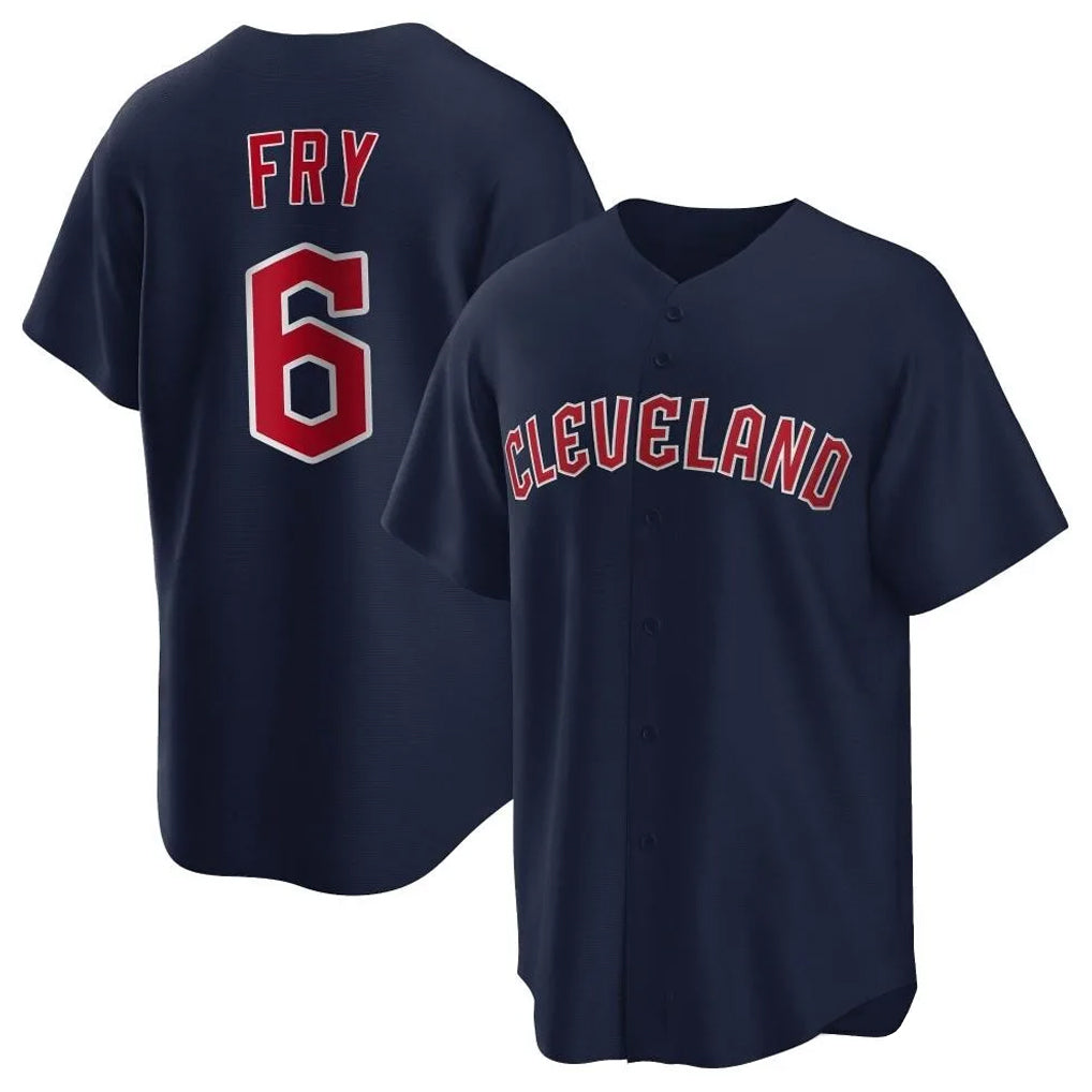 Cleveland Guardians #6 David Fry Player Navy HeidiMiller Game Home Stitched Jerseys