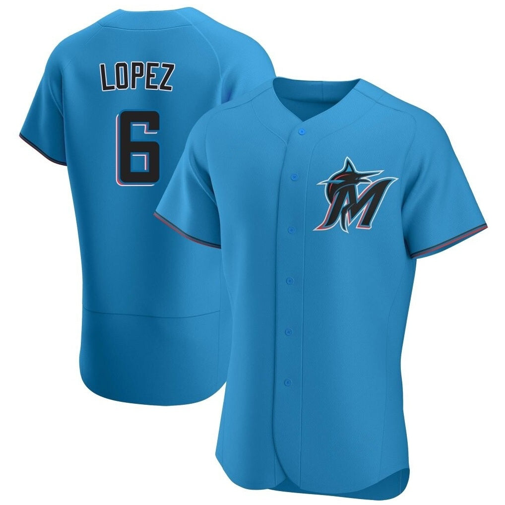 Miami Marlins #6 Otto Lopez Player Blue HeidiMiller Home Limited Elite Stitched Jerseys