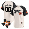 Custom Houston Astros Cactus Jack Style Vapor Premier Limited Jersey ¨C Cream Black HeidiMiller