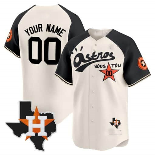 Custom Houston Astros Cactus Jack Style Vapor Premier Limited Jersey ¨C Cream Black HeidiMiller