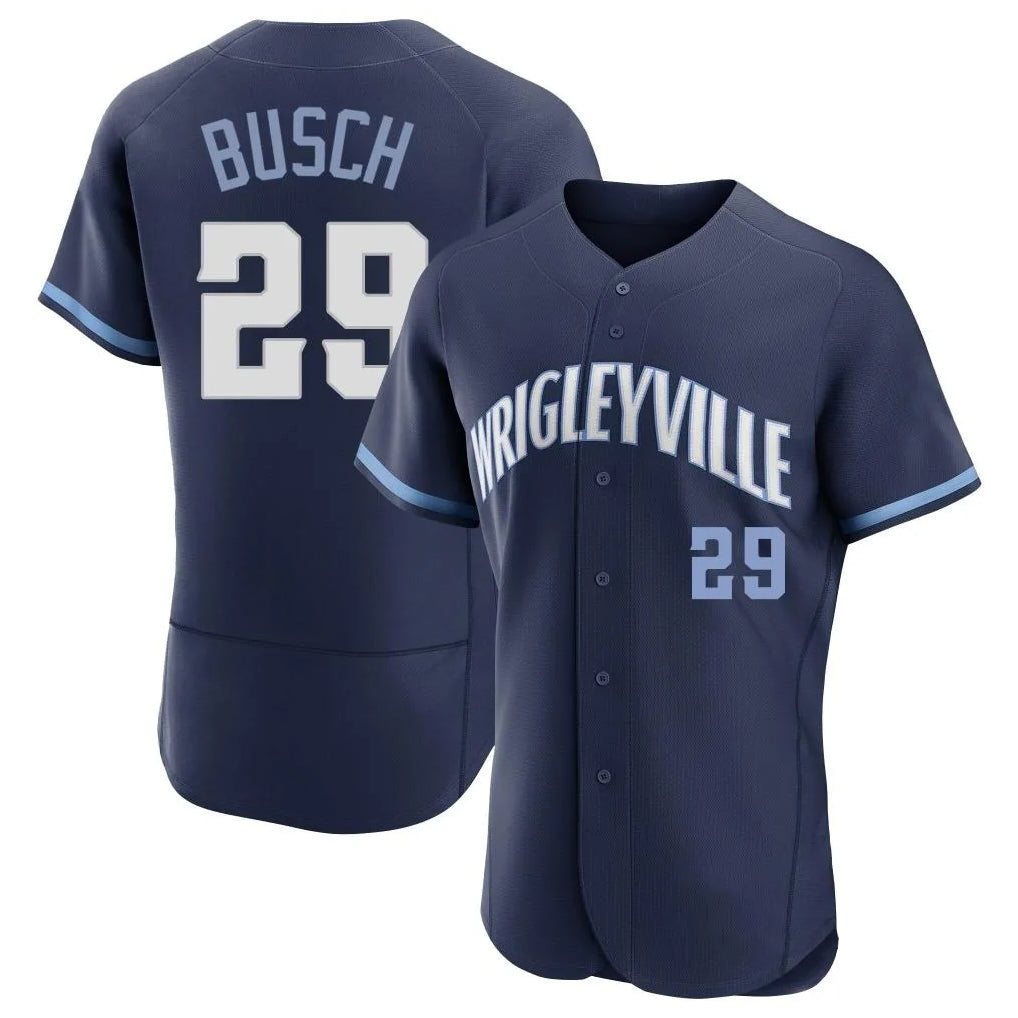 Chicago Cubs #29 Michael Busch Player Navy HeidiMiller City Connect Limited Elite Home Stitched Jerseys