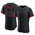 Cincinnati Reds #29 TJ Friedl Player Black HeidiMiller City Connect Limited Elite Home Stitched Jerseys