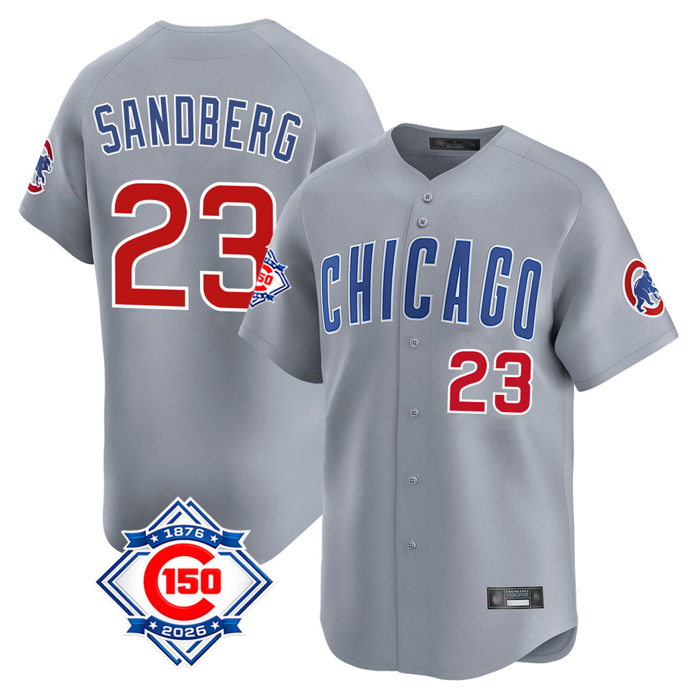 Chicago Cubs #23 Ryne Sandberg Player Gray HeidiMiller Road 150th Anniversary Limited Home Stitched Jerseys