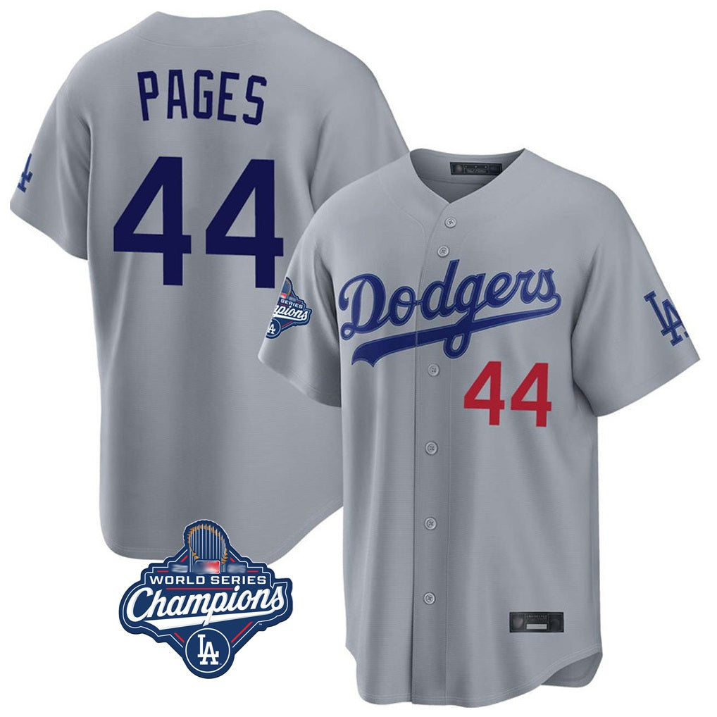 Los Angeles Dodgers #44 Andy Pages Player Gray HeidiMiller World Series Meet Game Home Stitched Jerseys