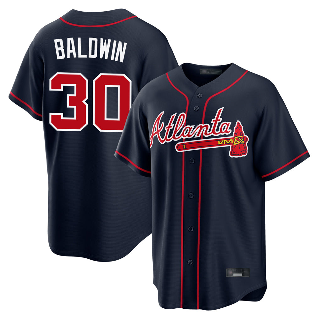 Atlanta Braves #30 Drake Baldwin Player Navy HeidiMiller Home Game Stitched Jerseys