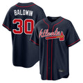 Atlanta Braves #30 Drake Baldwin Player Navy HeidiMiller Home Game Stitched Jerseys