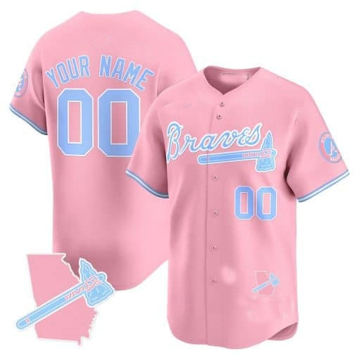 Custom Atlanta Braves Bubblegum Pink Vapor Premier Limited Jersey ¨C All Stitched-Pink HeidiMiller