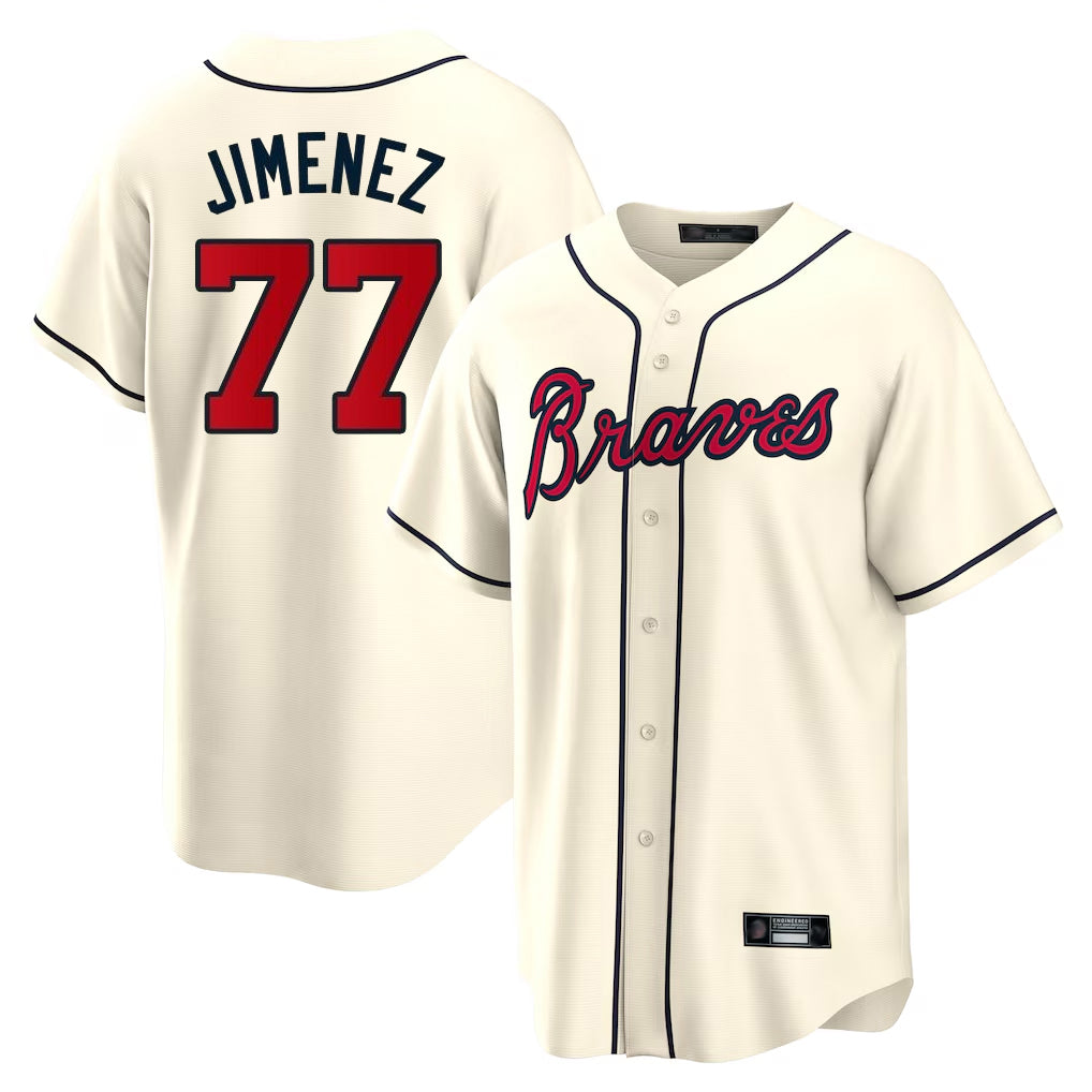 Atlanta Braves #77 Joe Jimenez Player Cream HeidiMiller Home Game Stitched Jerseys