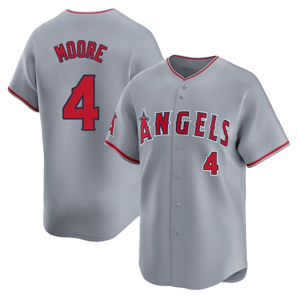Los Angeles Angels #4 Christian Moore Player Gray HeidiMiller Home Limited Stitched Jerseys