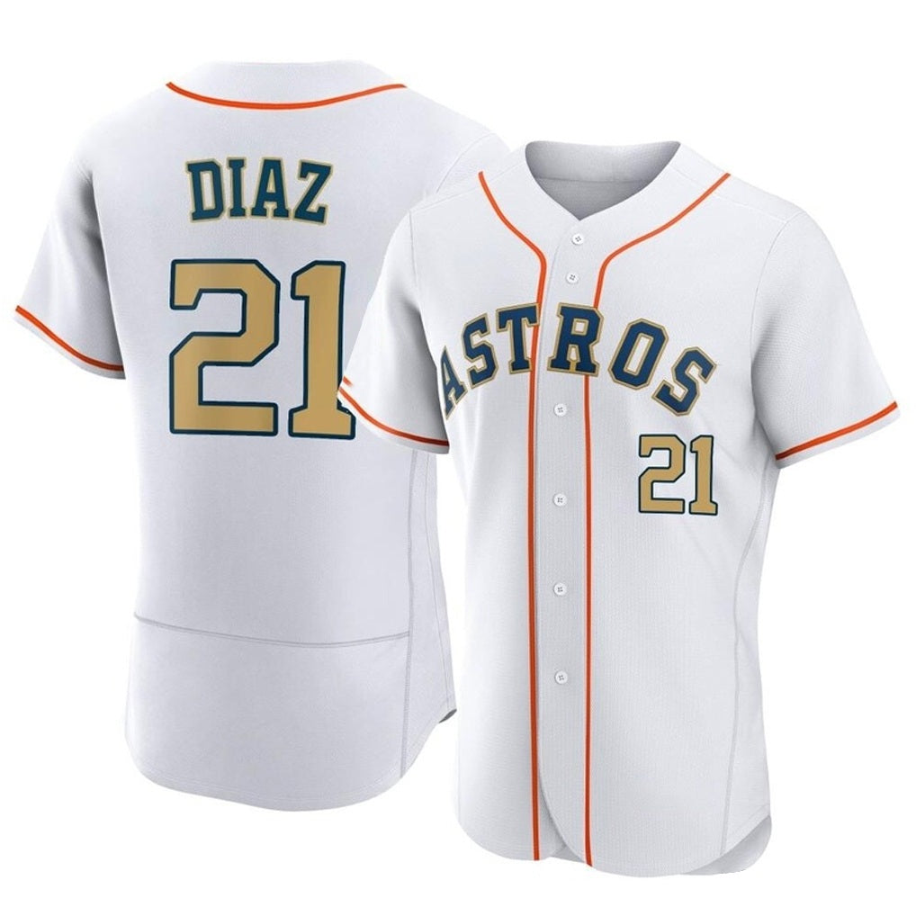 Houston Astros #21 Yainer Diaz Player Gold HeidiMiller Collection Limited Elite Home Stitched Jerseys