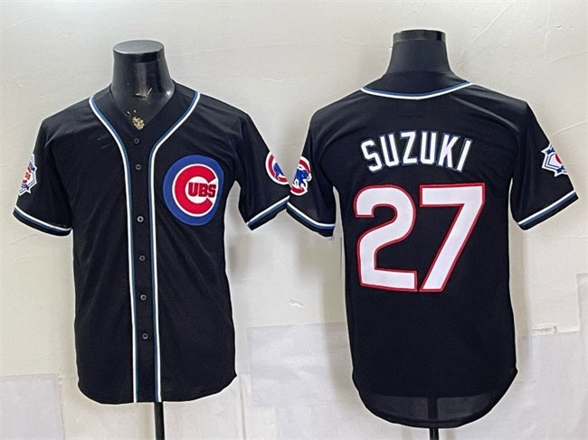 Chicago Cubs #27 Seiya Suzuki 150th Anniversary Black HeidiMiller Out Style Vapor Premier Limited Stitched Jersey