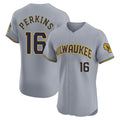 Milwaukee Brewers #16 Blake Perkins Player Gray HeidiMiller Home Limited Elite Stitched Jerseys
