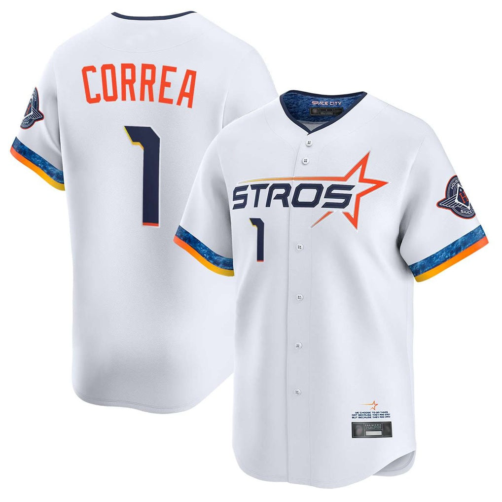 Houston Astros #1 Carlos Correa Player White HeidiMiller City Connect Limited Home Stitched Jerseys