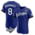 Los Angeles Dodgers #8 Enrique Hern¨¢ndez Player Royal HeidiMiller World Series City Connect Elite Home Stitched Jerseys