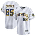 Milwaukee Brewers #65 Nestor Cortes Player White HeidiMiller Stripes Home Limited Game Stitched Jerseys