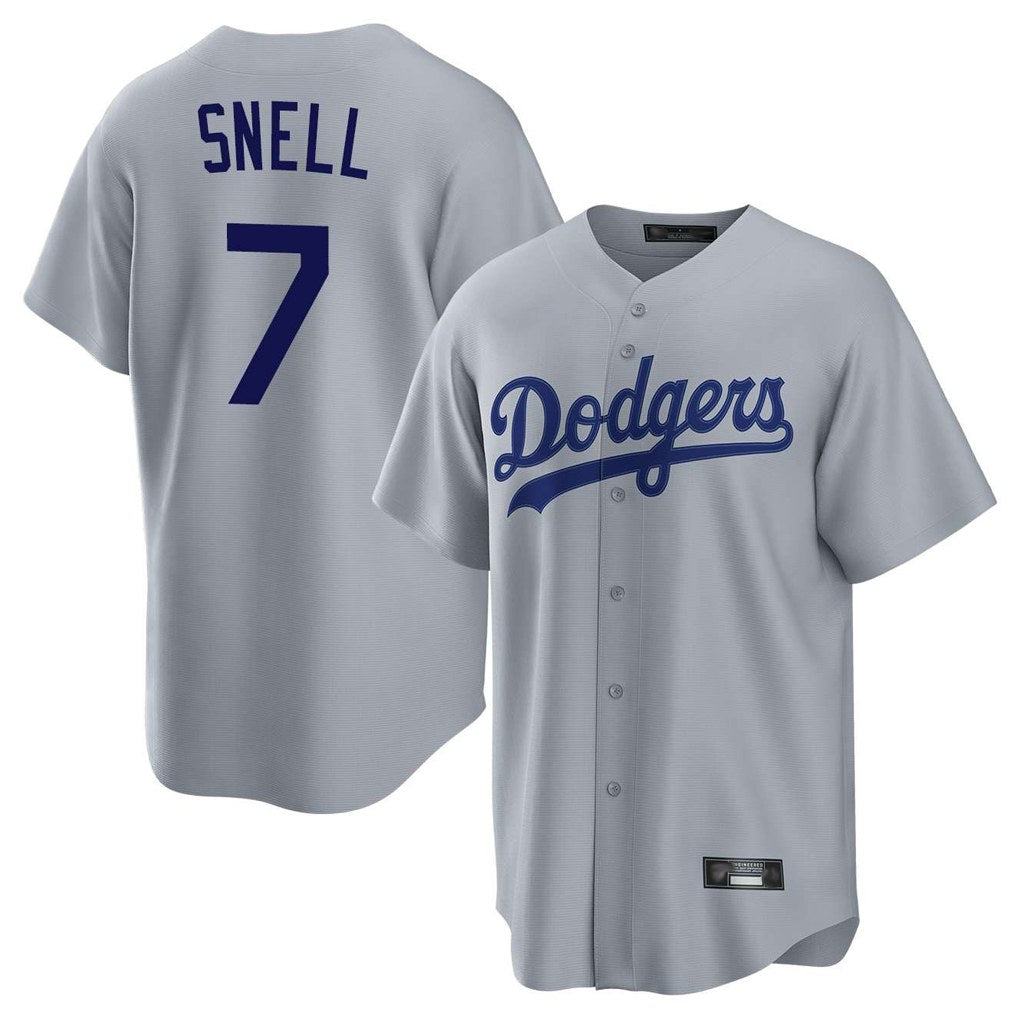 Los Angeles Dodgers #7 Blake Snell Player Gray HeidiMiller Game Stitched Jerseys