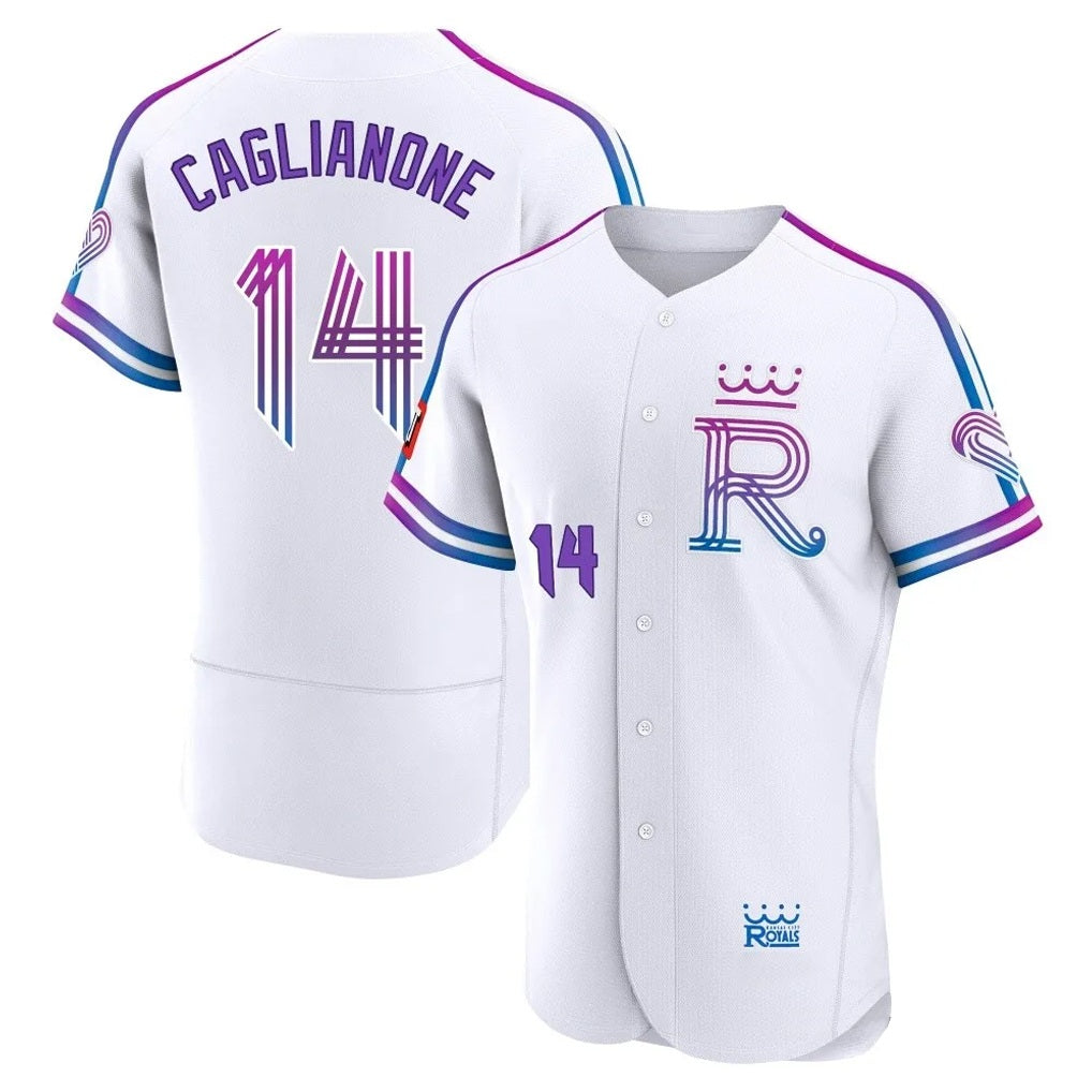 Kansas City Royals #14 Jac Caglianone Player White HeidiMiller 2026 City Connect Limited Elite Home Stitched Jerseys