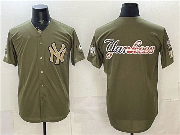 New York Yankees Team Big Logo Olive HeidiMiller 2026 Armed Forces Day Stitched Jersey