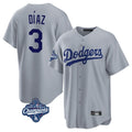 Los Angeles Dodgers #3 Edwin D¨ªaz Player Gray HeidiMiller World Series Meet Game Stitched Jerseys