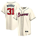 Atlanta Braves #31 Greg Maddux Player Cream HeidiMiller Home Game Stitched Jerseys